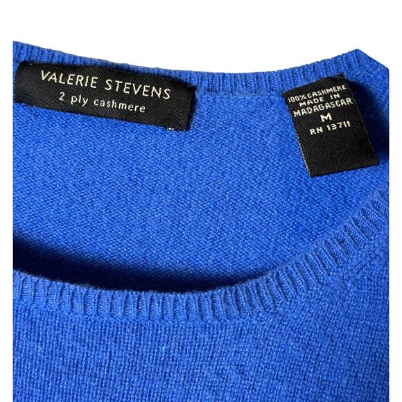 Vintage Valerie Stevens 2 Ply Cashmere Cobalt Bright Blue Short Sleeve Sweater‎ - Picture 5 of 12